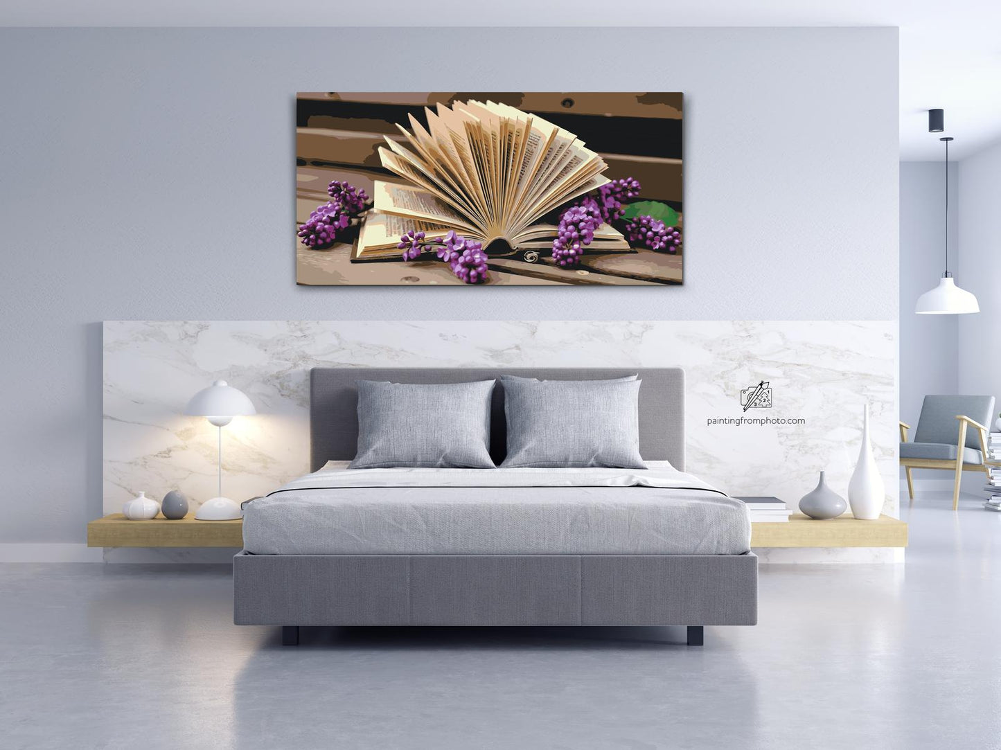 Paint by number - Syrenblomster med en bog