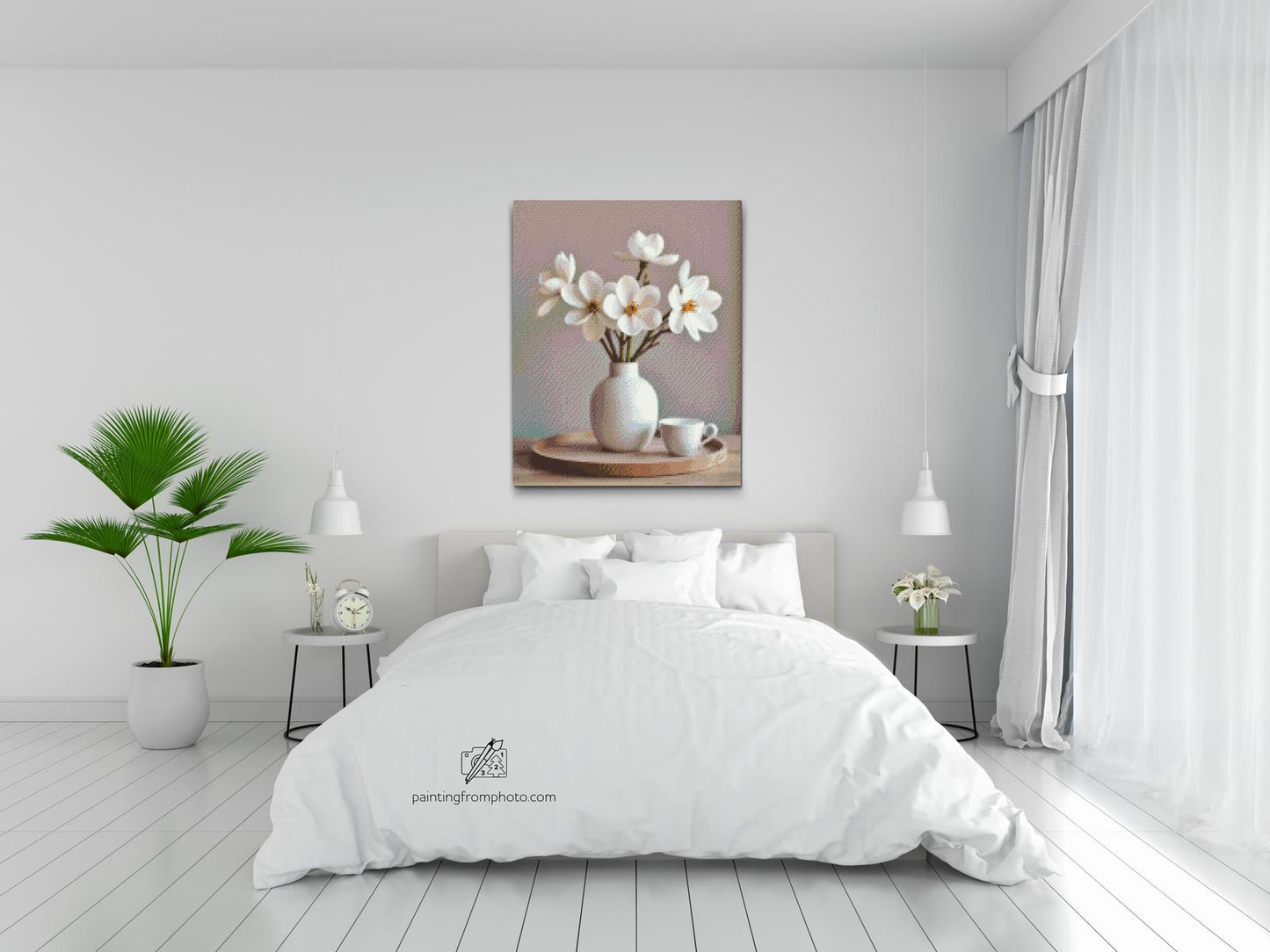 Diamond Paint - Forårshvide blomster i en vase