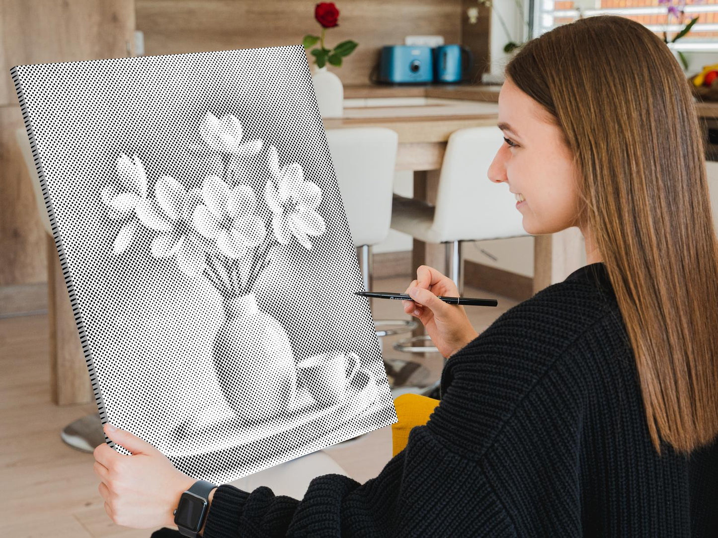 Dotting - Forårshvide blomster i en vase