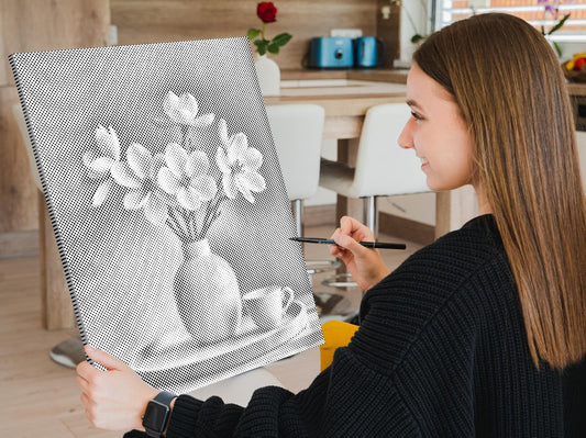 Dotting - Forårshvide blomster i en vase