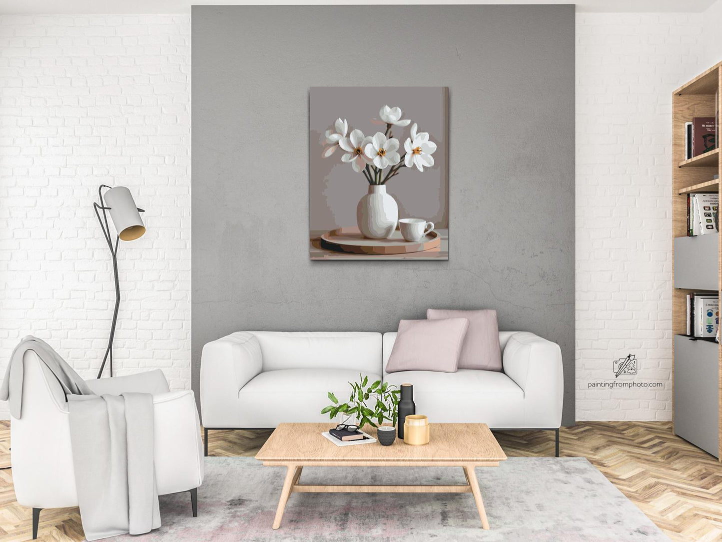 Paint by number - Forårshvide blomster i en vase