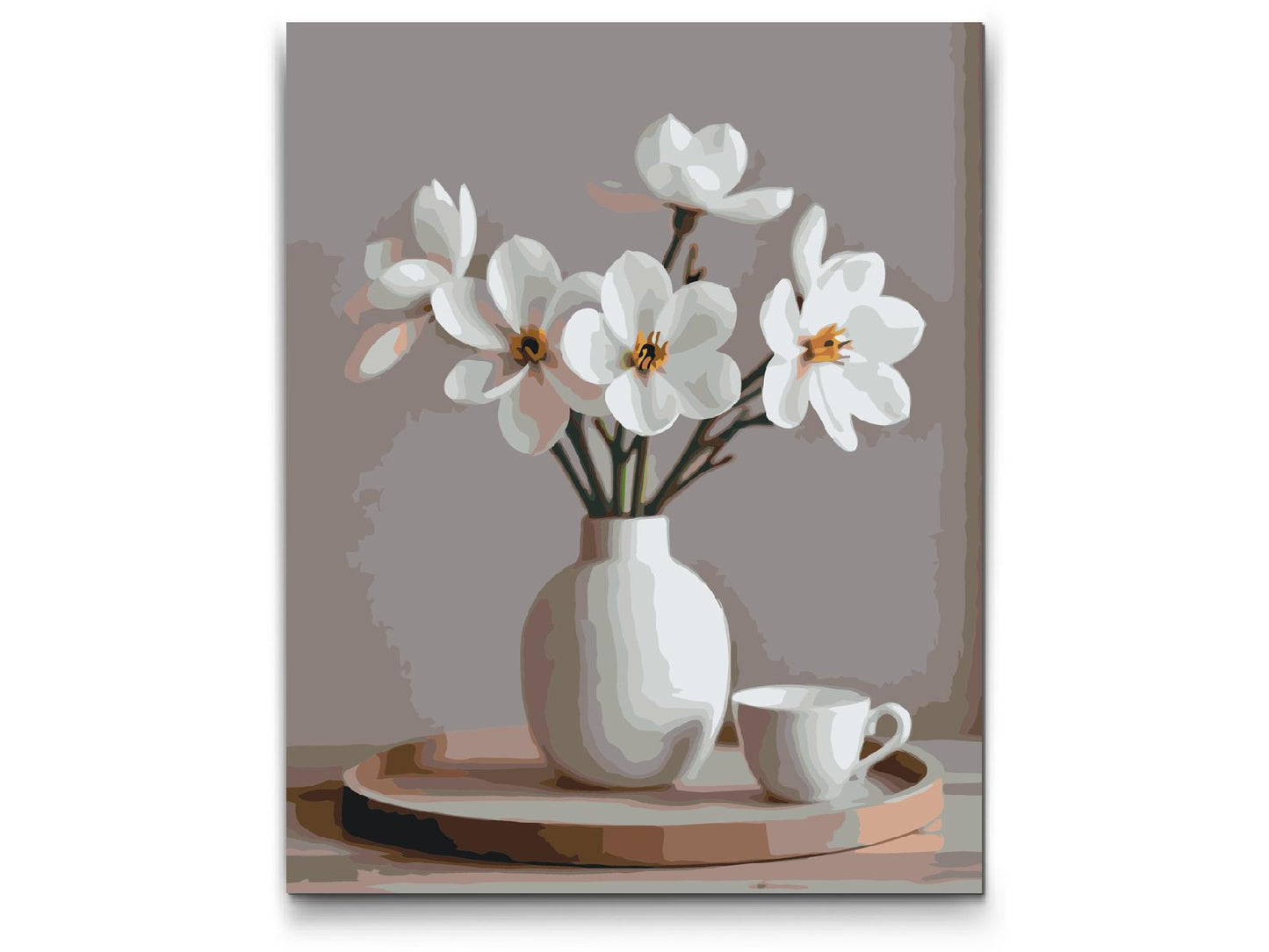 Paint by number - Forårshvide blomster i en vase