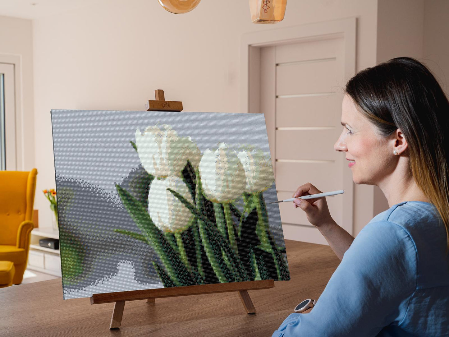 Diamond Paint - Hvide tulipaner