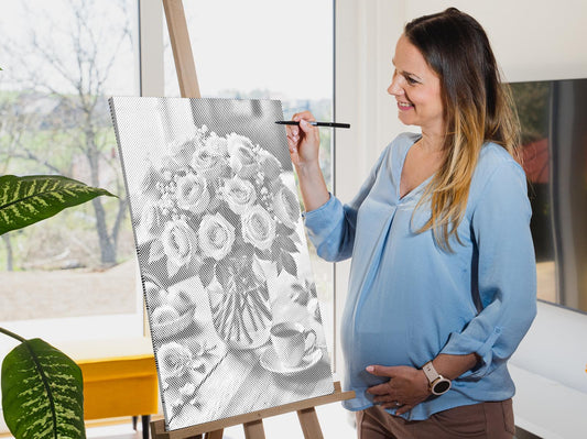 Dotting - Buket roser i en vase