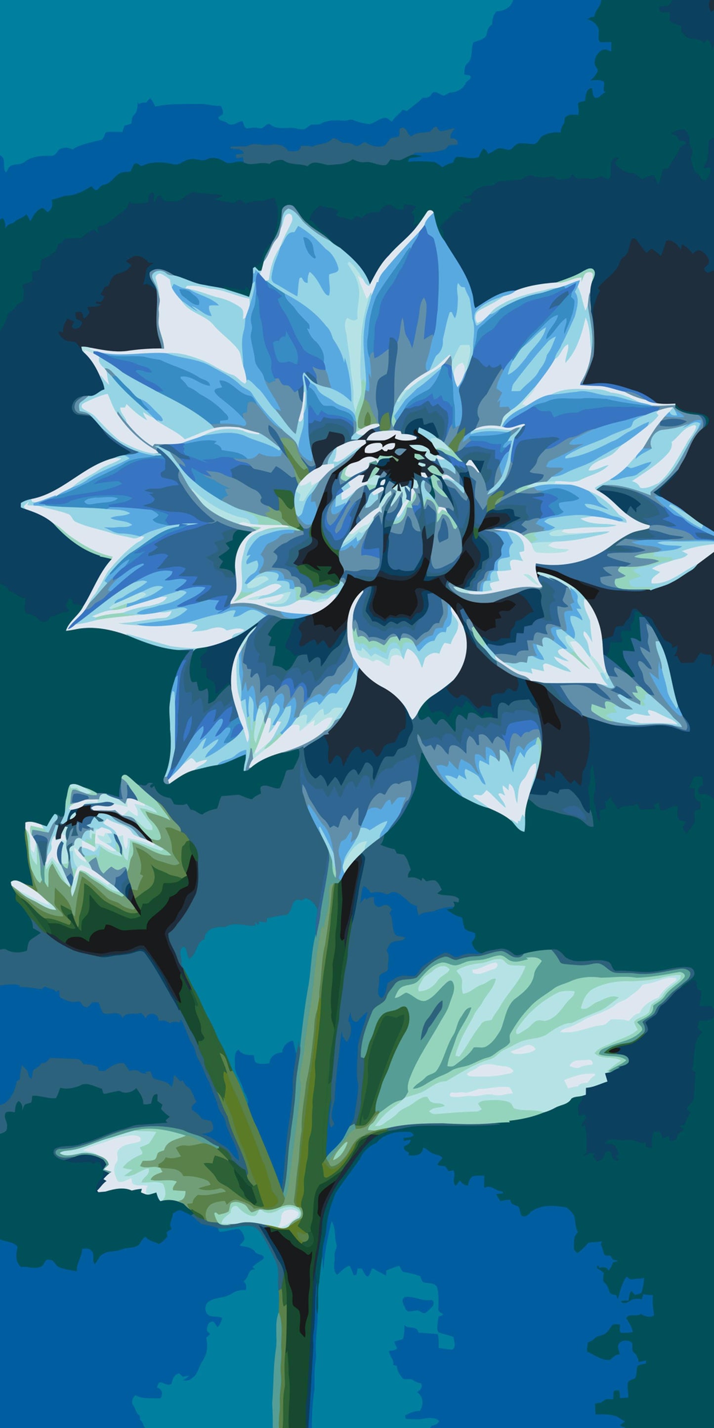 Paint by number - Blå blomst