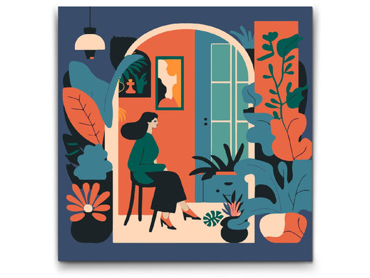 Paint by number - Illustration - Kvinde i lejligheden