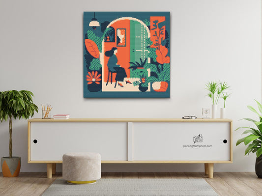 Diamond Paint - Illustration - Kvinde i lejligheden