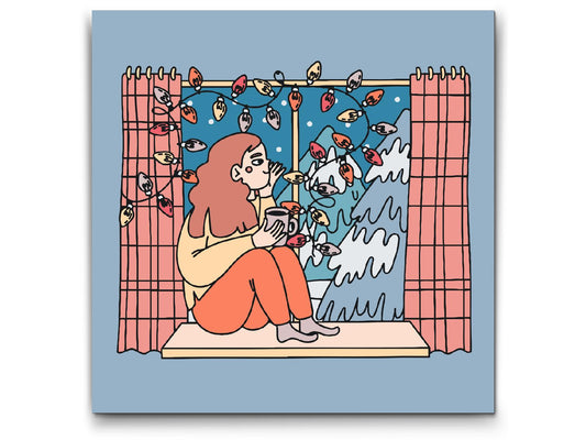 Paint by number - Illustration - Kaffe ved vinduet