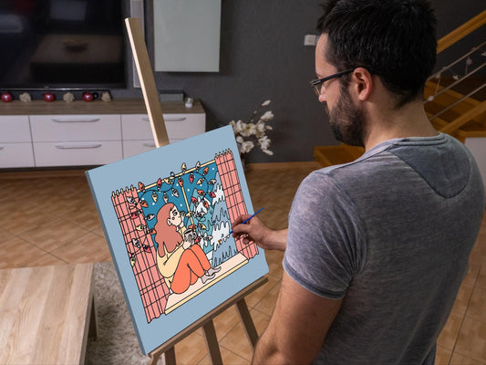 Paint by number - Illustration - Kaffe ved vinduet