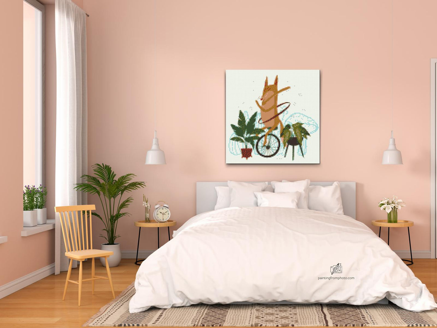 Diamond Paint - Illustration - Ræv på en ethjulet cykel