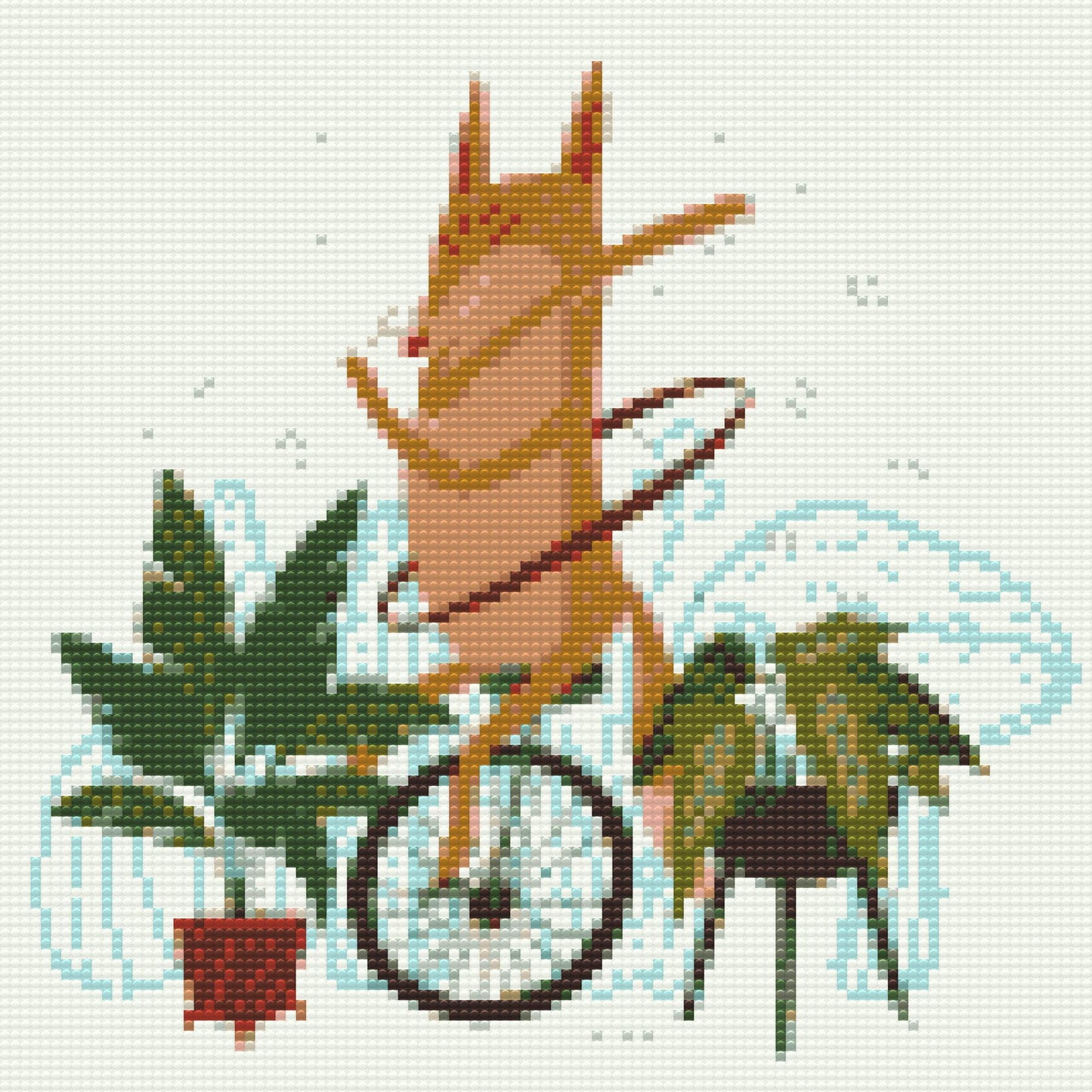 Diamond Paint - Illustration - Ræv på en ethjulet cykel