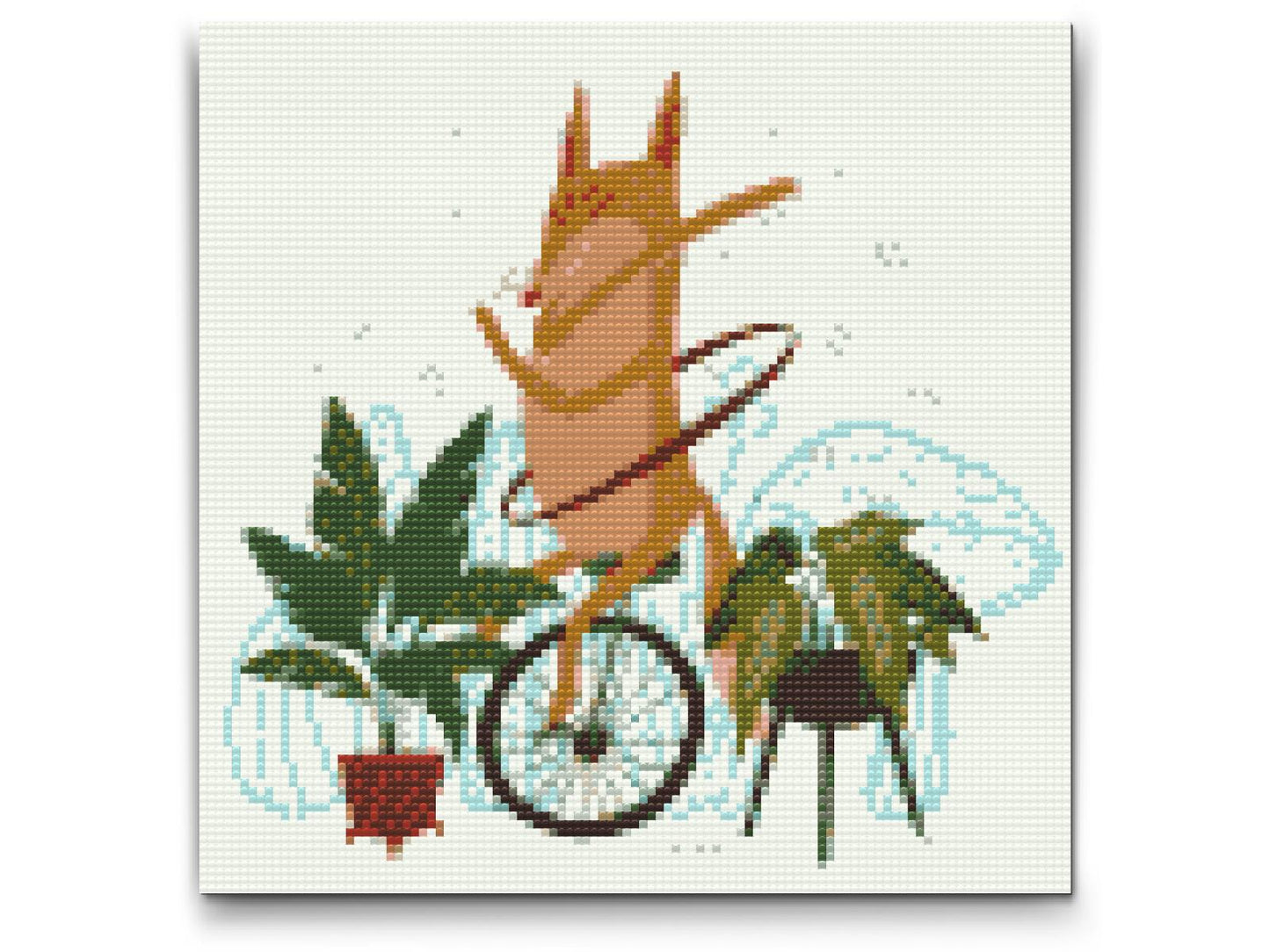 Diamond Paint - Illustration - Ræv på en ethjulet cykel