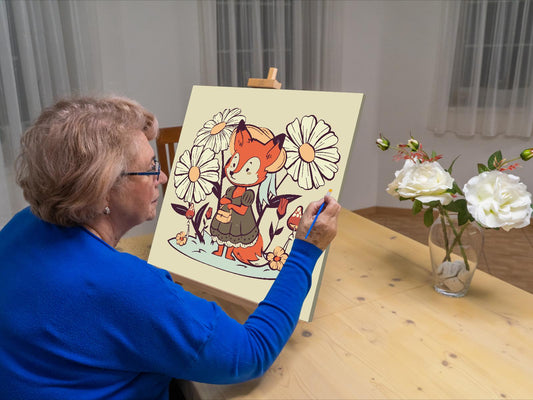 Paint by number - Illustration - Ræv med håndtaske