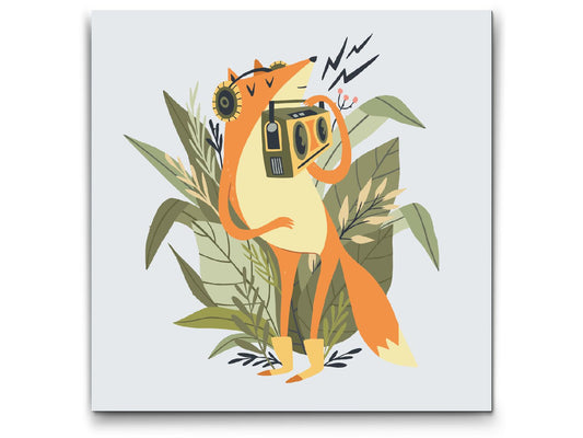 Paint by number - Illustration - Ræv med en radio