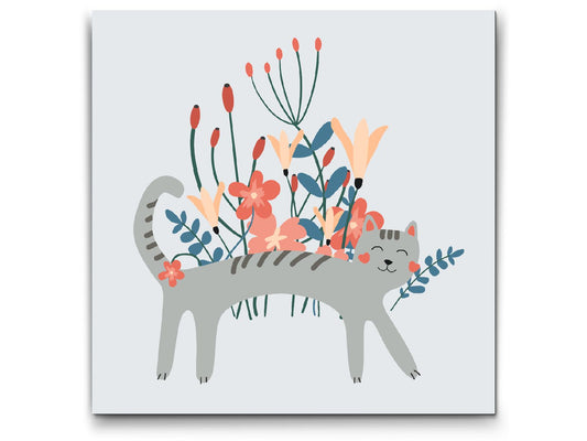 Paint by number - Illustration - Grå kat