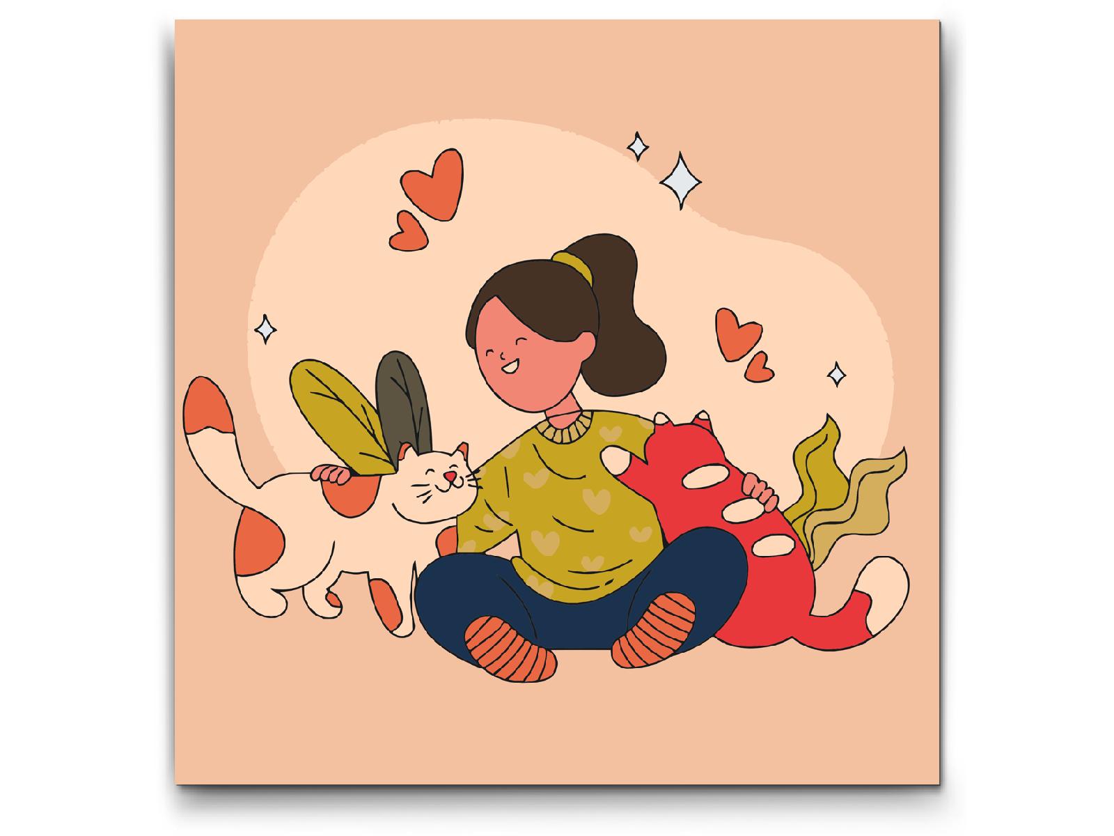 Paint by number - Illustration - Kærlighed til katte