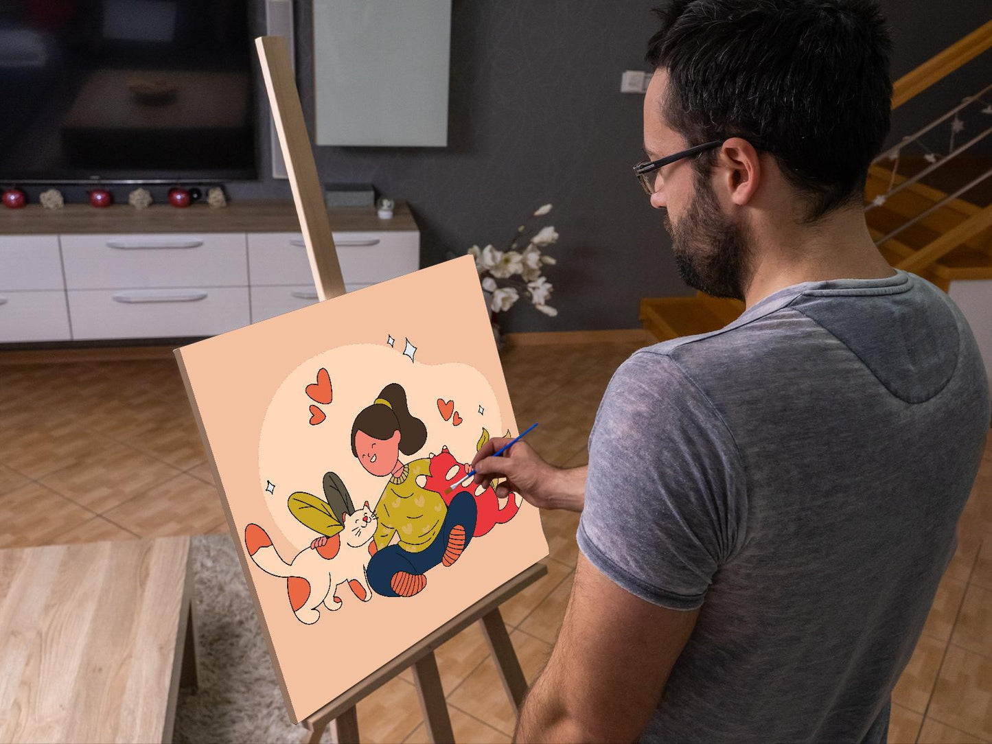 Paint by number - Illustration - Kærlighed til katte