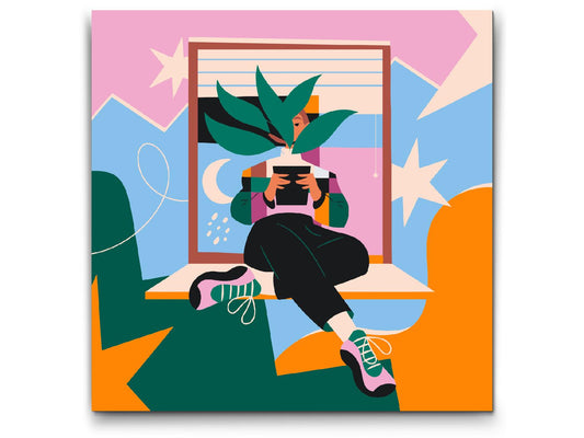 Paint by number - Illustration - Pige ved vinduet