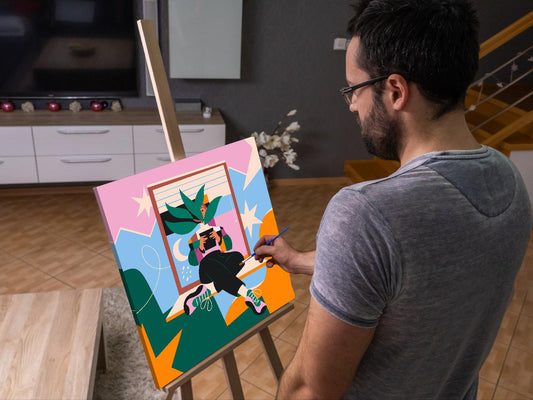 Paint by number - Illustration - Pige ved vinduet