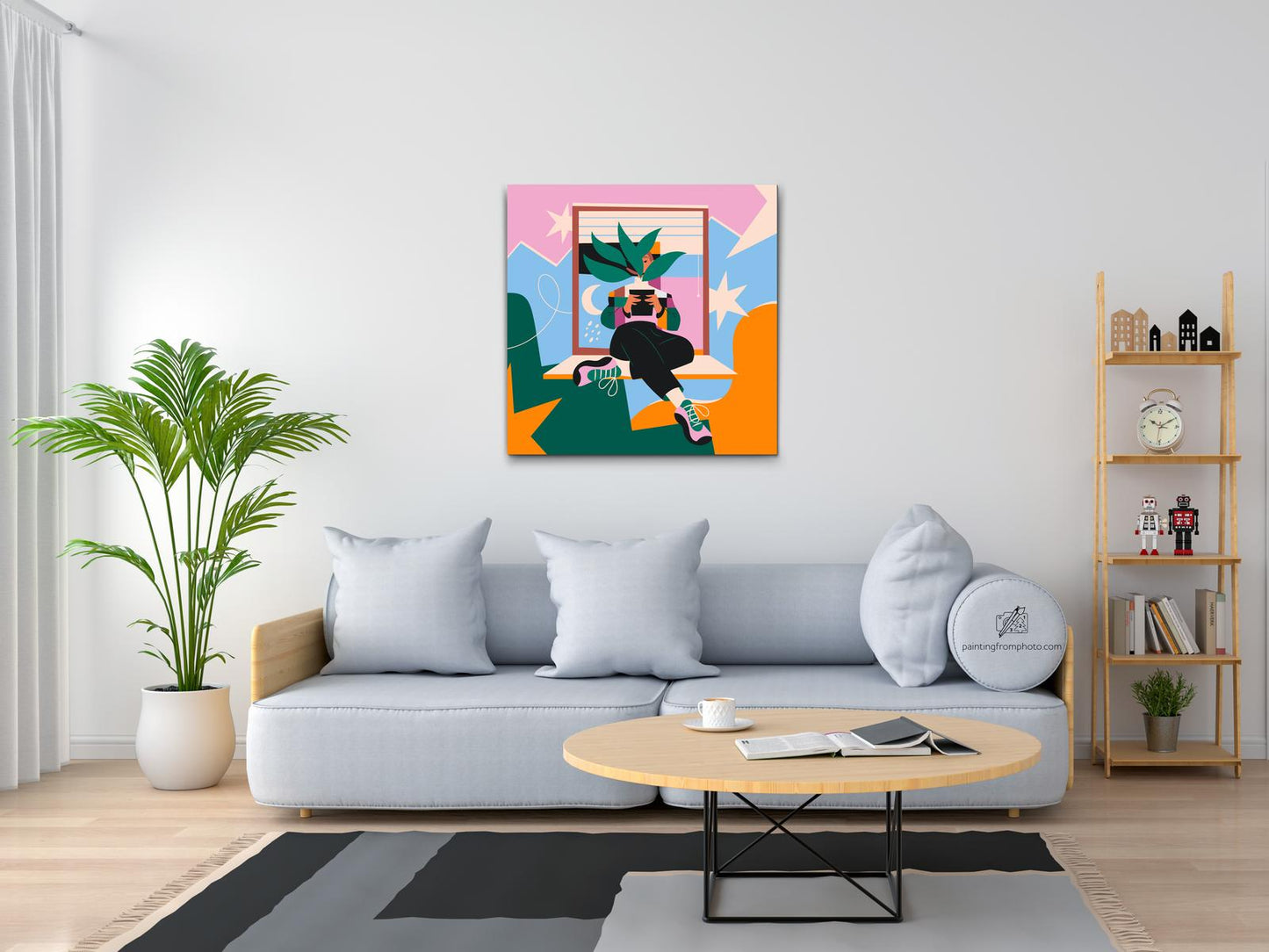 Paint by number - Illustration - Pige ved vinduet