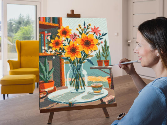 Diamond Paint - Illustration af en blomst i en vase