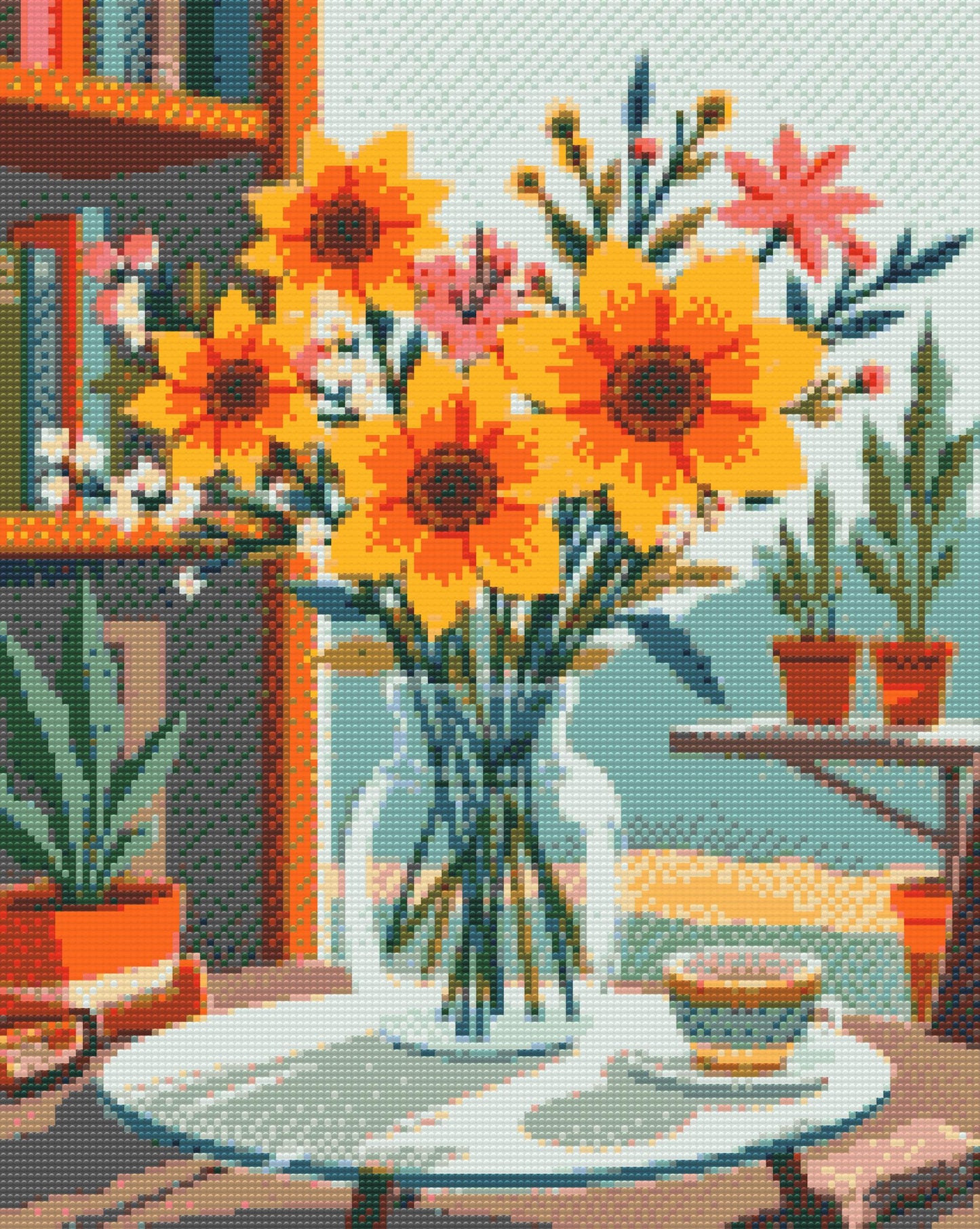 Diamond Paint - Illustration af en blomst i en vase
