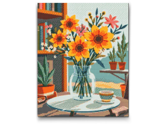 Diamond Paint - Illustration af en blomst i en vase