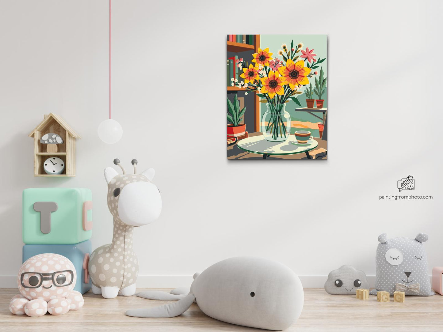 Paint by number - Illustration af en blomst i en vase