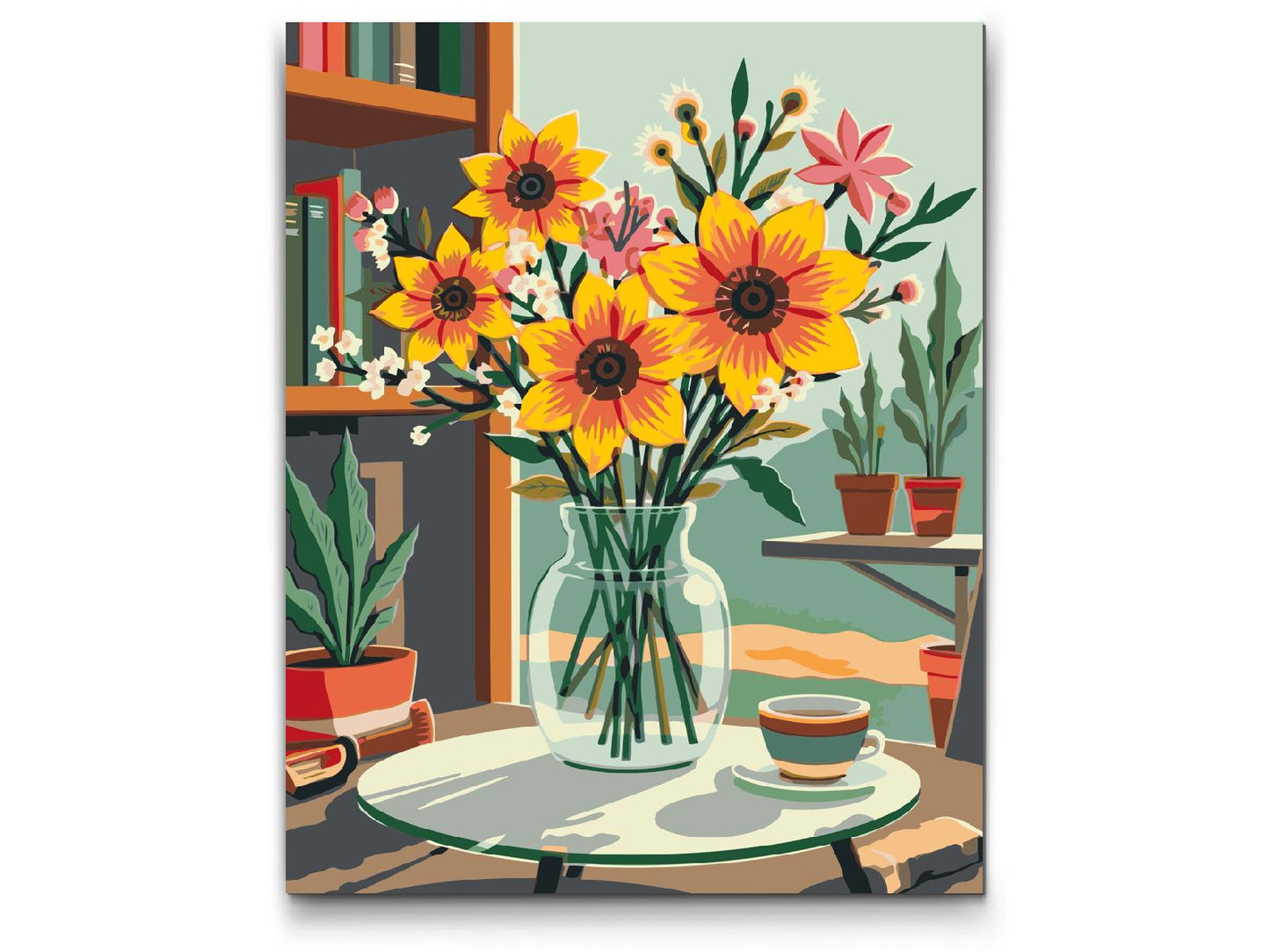 Paint by number - Illustration af en blomst i en vase