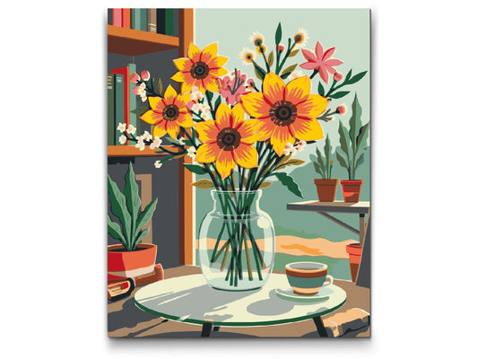 Paint by number - Illustration af en blomst i en vase