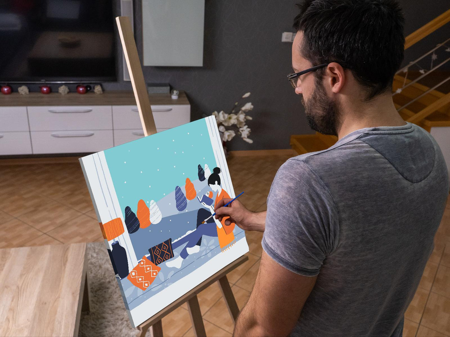 Paint by number - Illustration - Læsning ved vinduet