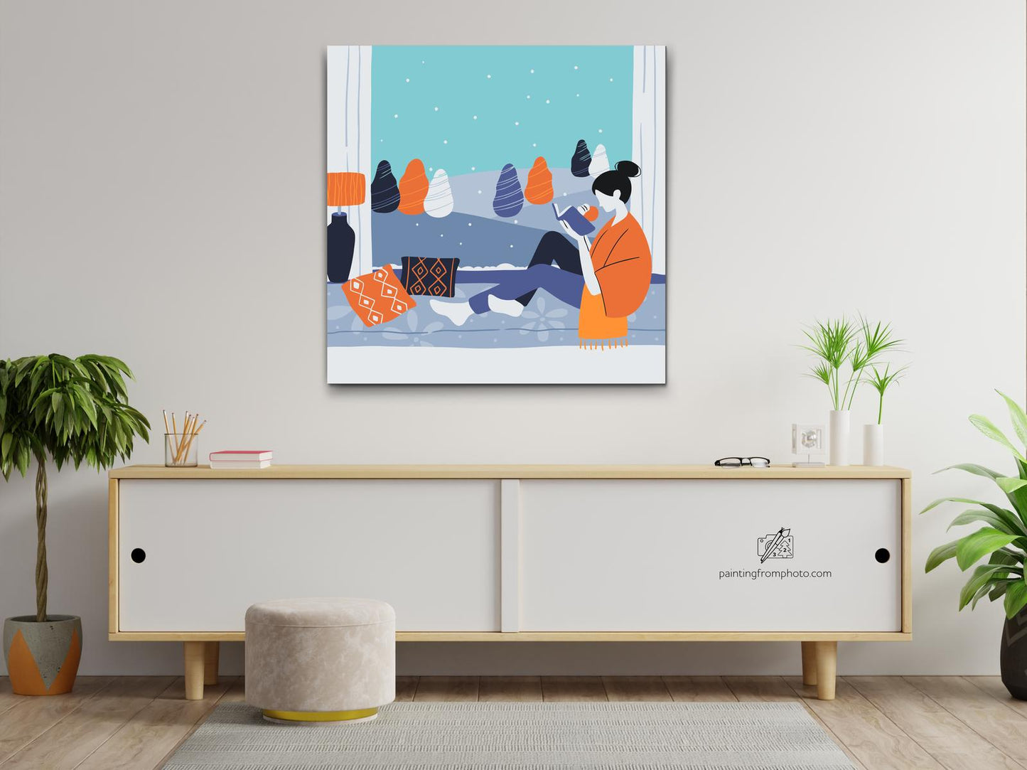 Paint by number - Illustration - Læsning ved vinduet