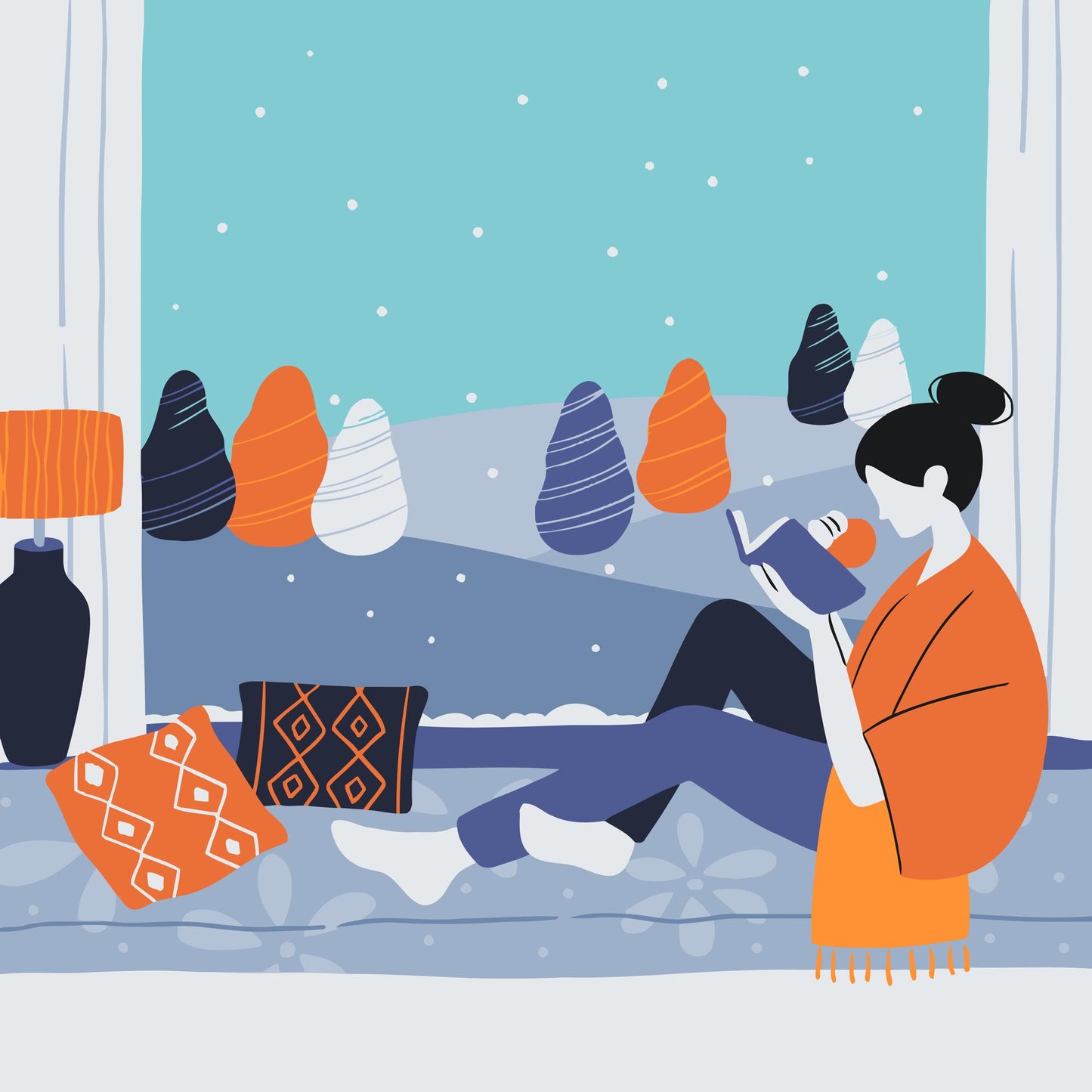 Paint by number - Illustration - Læsning ved vinduet