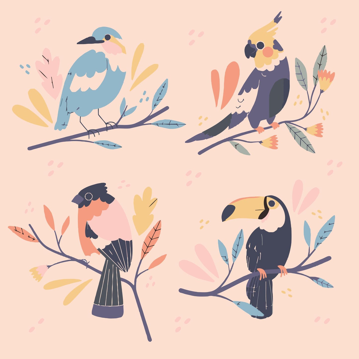 Paint by number - Illustration - Papegøjer