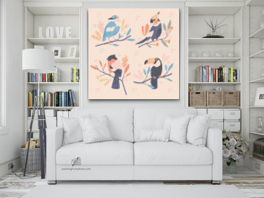 Diamond Paint - Illustration - Papegøjer