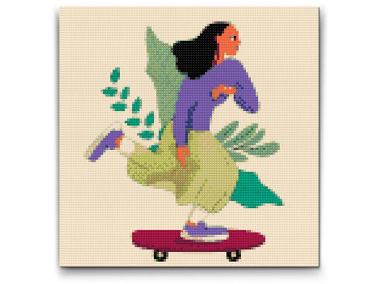 Diamond Paint - Illustration - Kvinde på skateboard