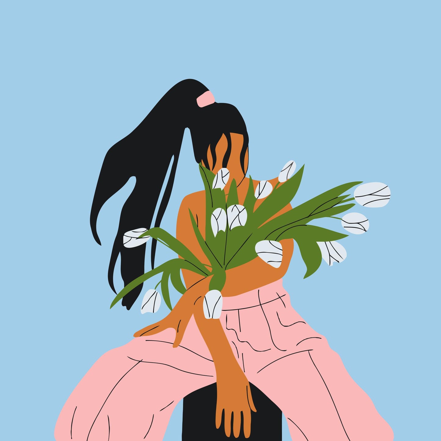 Paint by number - Illustration - Kvinde med tulipaner