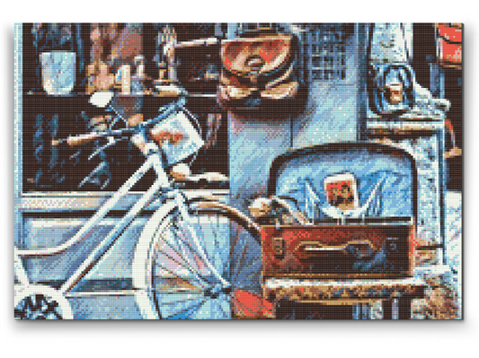 Diamond Paint - Cykel og kuffert fuld af minder