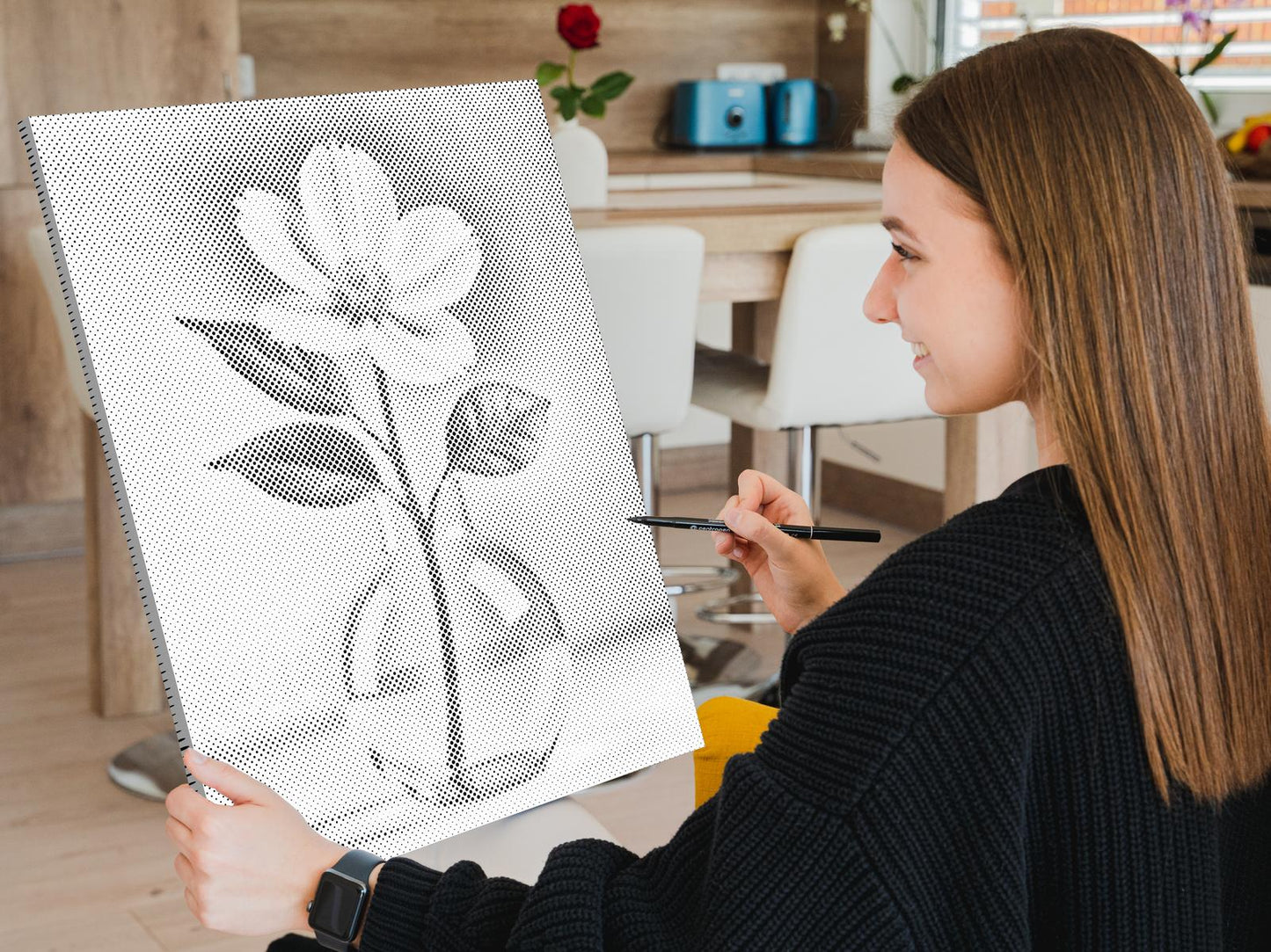 Dotting - Minimalistisk hvid blomst