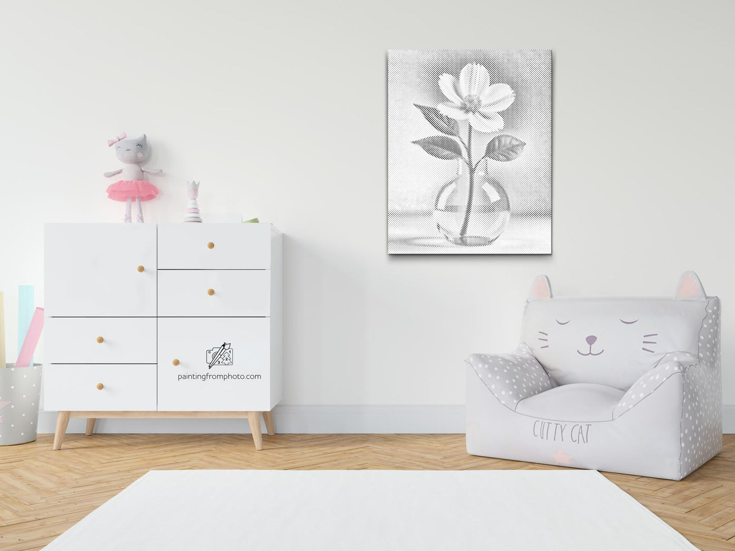 Dotting - Minimalistisk hvid blomst