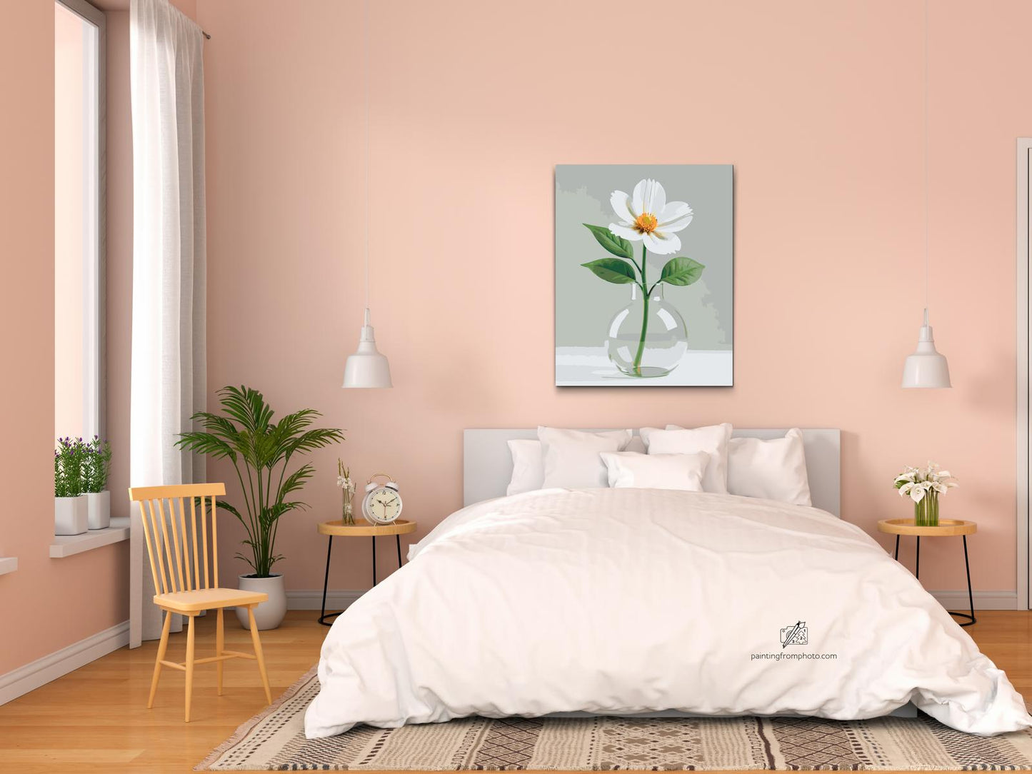 Paint by number - Minimalistisk hvid blomst