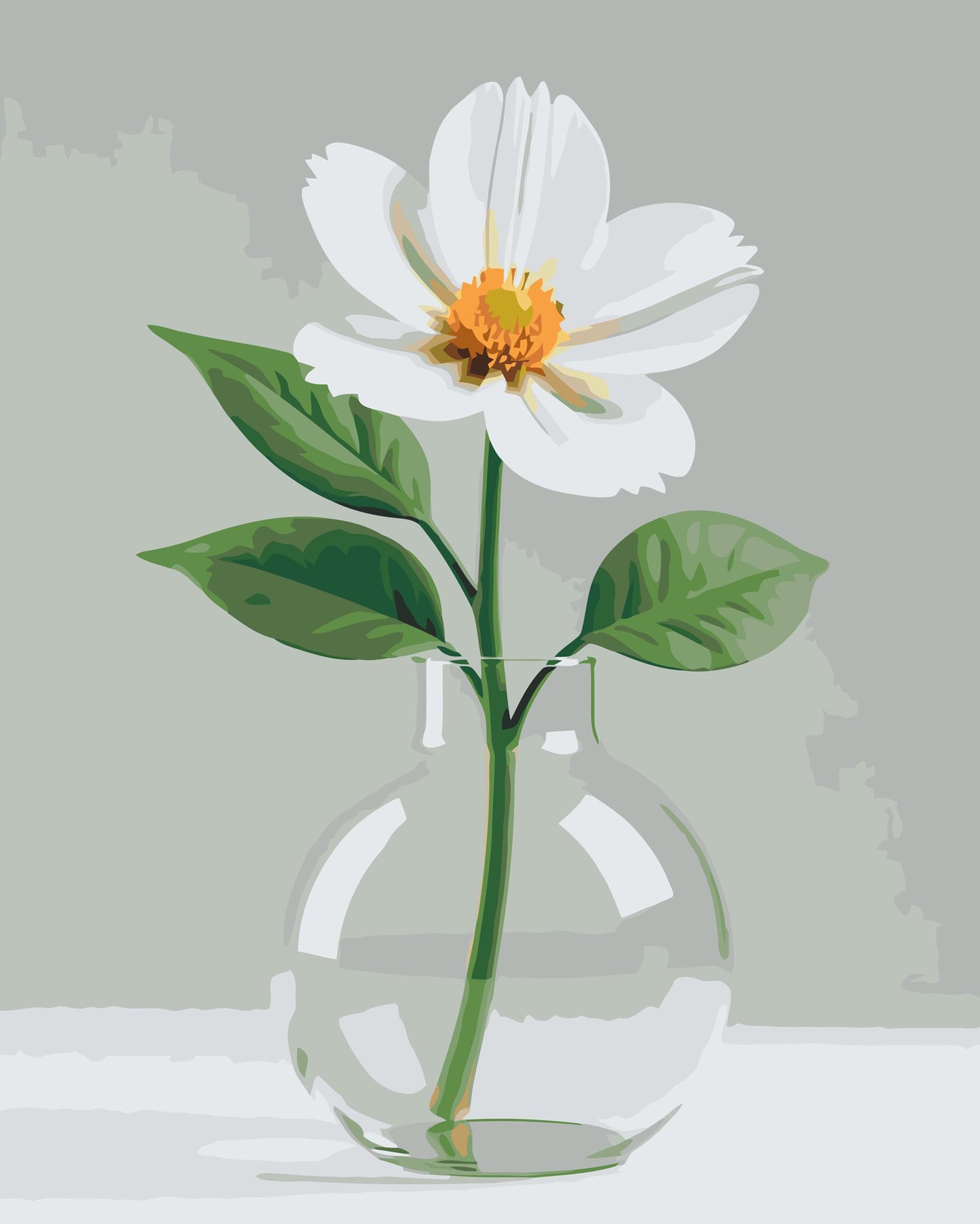 Paint by number - Minimalistisk hvid blomst