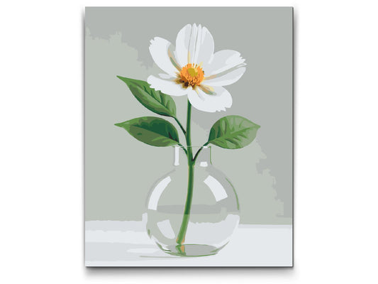 Paint by number - Minimalistisk hvid blomst