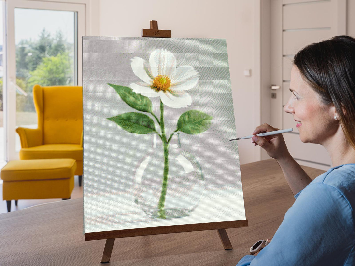 Diamond Paint - Minimalistisk hvid blomst