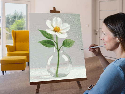 Diamond Paint - Minimalistisk hvid blomst