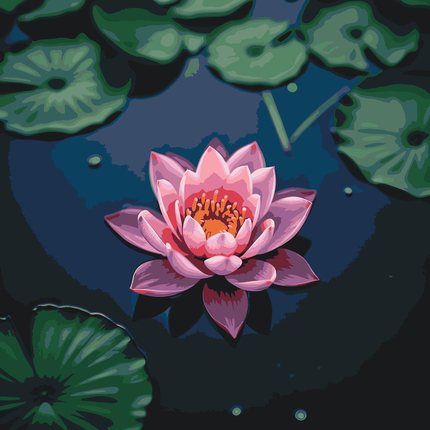 Paint by number - Lyserød lotusblomst