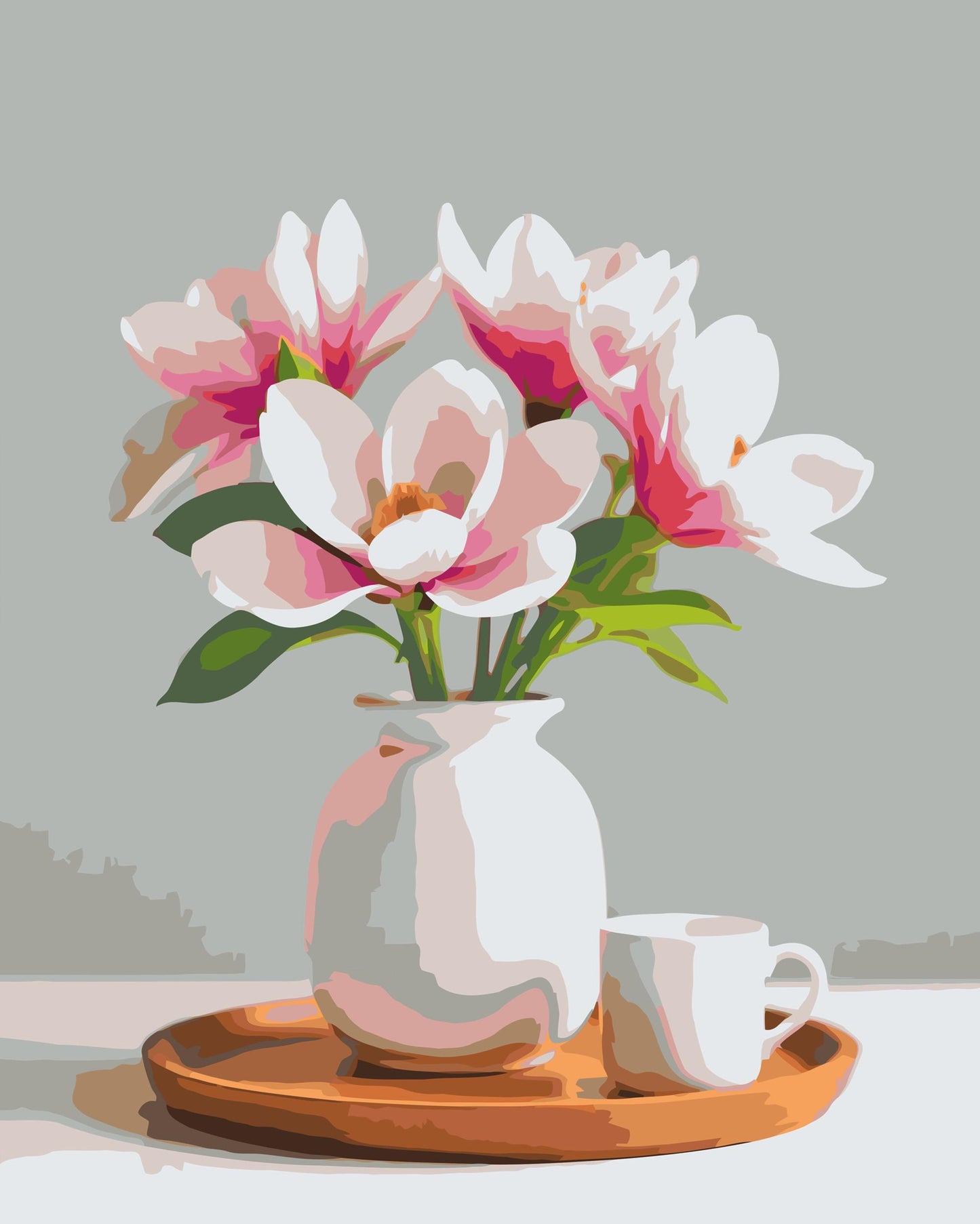Paint by number - Magnoliablomster i en vase
