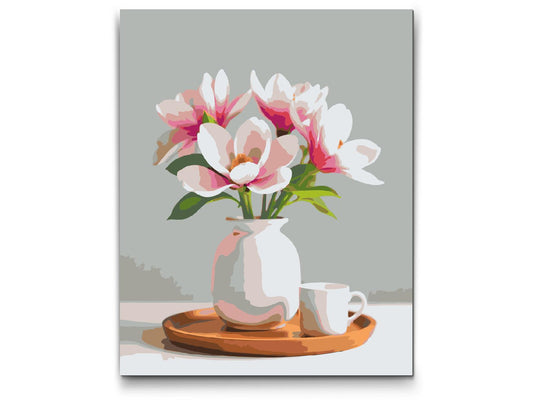 Paint by number - Magnoliablomster i en vase