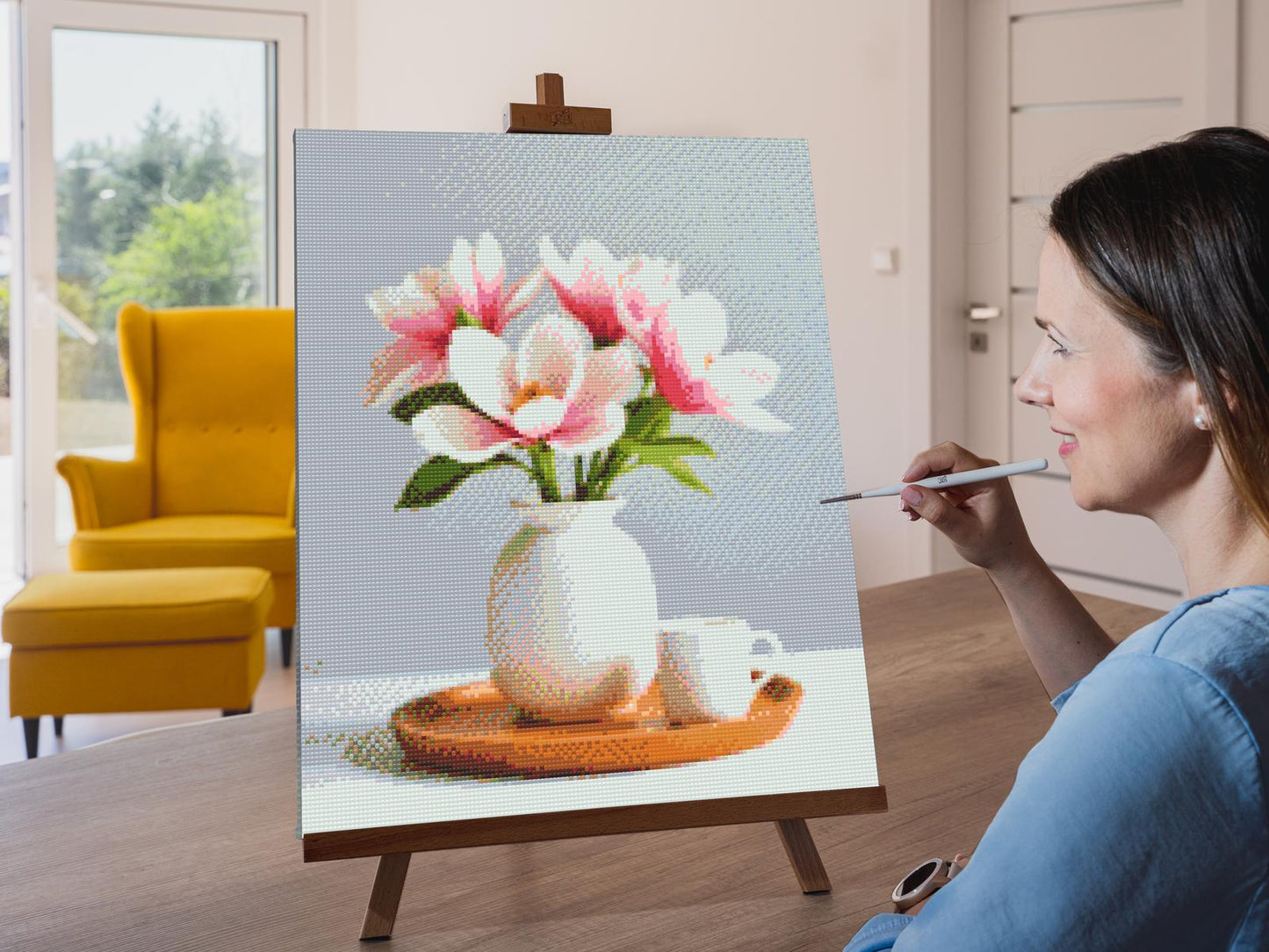 Diamond Paint - Magnoliablomster i en vase