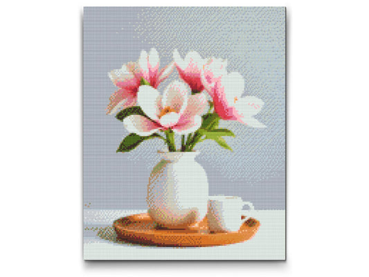 Diamond Paint - Magnoliablomster i en vase